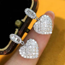 Load image into Gallery viewer, Women’s Heart Shaped Dangle Earrings Cubic Zirconia Crystal Wedding Party Jewelry, Fashion Jewellery