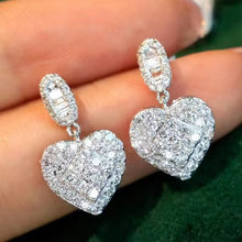 Load image into Gallery viewer, Women’s Heart Shaped Dangle Earrings Cubic Zirconia Crystal Wedding Party Jewelry, Fashion Jewellery