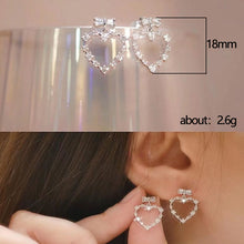 Load image into Gallery viewer, Women’s Bow Design Heart Shaped Dangle Earrings Cubic Zirconia Crystal Wedding Party Jewelry, Fashion Jewellery