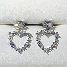 Load image into Gallery viewer, Women’s Bow Design Heart Shaped Dangle Earrings Cubic Zirconia Crystal Wedding Party Jewelry, Fashion Jewellery