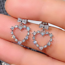 Load image into Gallery viewer, Women’s Bow Design Heart Shaped Dangle Earrings Cubic Zirconia Crystal Wedding Party Jewelry, Fashion Jewellery