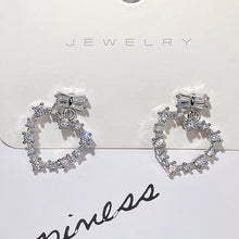 Load image into Gallery viewer, Women’s Bow Design Heart Shaped Dangle Earrings Cubic Zirconia Crystal Wedding Party Jewelry, Fashion Jewellery