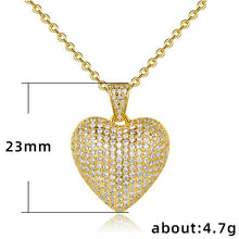 Load image into Gallery viewer, New Style Heart Shaped Cubic Zirconia Pendant Gold Color Unique Design Fashion Jewelry Cute Heart Cross Necklace Women