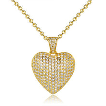 Load image into Gallery viewer, New Style Heart Shaped Cubic Zirconia Pendant Gold Color Unique Design Fashion Jewelry Cute Heart Cross Necklace Women