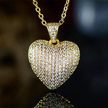 Load image into Gallery viewer, New Style Heart Shaped Cubic Zirconia Pendant Gold Color Unique Design Fashion Jewelry Cute Heart Cross Necklace Women