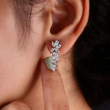 Load image into Gallery viewer, Women’s Leaves Flowers Design Marquise Cut Zircon Stud Earring for Wedding Party, Girl's Fashion Jewelry