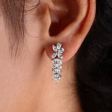 Load image into Gallery viewer, Women’s Leaves Flowers Design Marquise Cut Zircon Stud Earring for Wedding Party, Girl's Fashion Jewelry