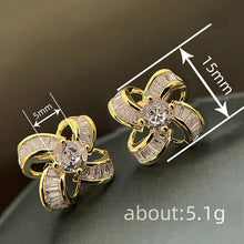Load image into Gallery viewer, Women’s Flowers Hollow Design Zircon Stud Earring for Wedding Party, Girl's Fashion Jewelry