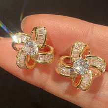 Load image into Gallery viewer, Women’s Flowers Hollow Design Zircon Stud Earring for Wedding Party, Girl's Fashion Jewelry