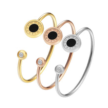 Load image into Gallery viewer, Women's Classic Shell Roman Letters Ringent Stainless Steel Hand Cuff Bracelet Bangles