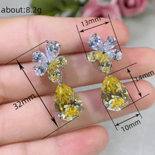 Load image into Gallery viewer, Women’s Flower Design Stud Earrings Cubic Zirconia Crystal Wedding Party, Girl's Fashion Jewelry