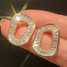Load image into Gallery viewer, Women’s Geometric Design Stud Earrings Cubic Zirconia Crystal Wedding Party, Girl's Fashion Jewelry