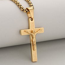 Load image into Gallery viewer, Unisex Stainless Steel Bible Verse JESUS Cross Necklace for Inspiring Lord's Prayer Cross Pendant Jewelry Gift