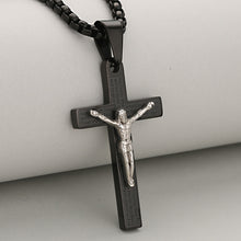 Load image into Gallery viewer, Unisex Stainless Steel Bible Verse JESUS Cross Necklace for Inspiring Lord's Prayer Cross Pendant Jewelry Gift