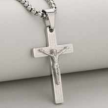 Load image into Gallery viewer, Unisex Stainless Steel Bible Verse JESUS Cross Necklace for Inspiring Lord's Prayer Cross Pendant Jewelry Gift