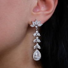 Load image into Gallery viewer, Women’s Marquise Cut Leaf Cubic Zircon Stud Long Earring for Wedding Party, Girl's Fashion Jewelry