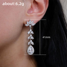 Load image into Gallery viewer, Women’s Marquise Cut Leaf Cubic Zircon Stud Long Earring for Wedding Party, Girl's Fashion Jewelry