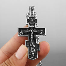 Load image into Gallery viewer, Christian Orthodox Crucifix Jesus Cross Russian Greek Pendant Stainless Steel Religious Necklace