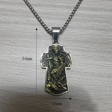 Load image into Gallery viewer, Saint Michael Vintage Archangel St Michael Protect Us Stainless Steel Cross Pendant Retro Jewelry Cross Necklace