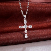 Load image into Gallery viewer, New Style Pear Shaped Cubic Zirconia Pendant Silver Color Unique Design Fashion Jewelry Cute Cross Necklace Women