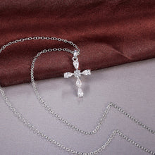 Load image into Gallery viewer, New Style Pear Shaped Cubic Zirconia Pendant Silver Color Unique Design Fashion Jewelry Cute Cross Necklace Women