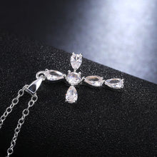 Load image into Gallery viewer, New Style Pear Shaped Cubic Zirconia Pendant Silver Color Unique Design Fashion Jewelry Cute Cross Necklace Women