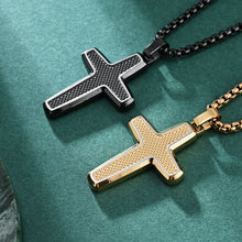 Load image into Gallery viewer, Honeycomb Pattern Men's Cross Retro Blessing Pendant Religious Necklace
