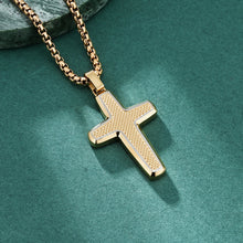 Load image into Gallery viewer, Honeycomb Pattern Men's Cross Retro Blessing Pendant Religious Necklace