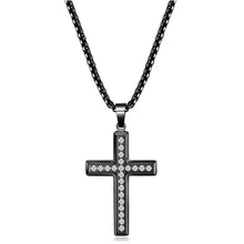 Load image into Gallery viewer, Fashion Jewelry Gold Diamond Cross Necklace Stainless Steel Zircon Cross Pendant Necklace for Men