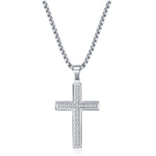 Load image into Gallery viewer, Fashion Jewelry Gold Diamond Cross Necklace Stainless Steel Zircon Cross Pendant Necklace for Men