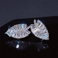 Load image into Gallery viewer, Women’s Plant Leaves Shaped Stud Earrings Cubic Zirconia Crystal Wedding Party, Girl's Fashion Jewelry