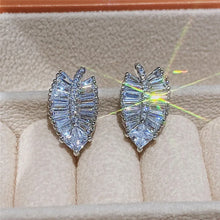 Load image into Gallery viewer, Women’s Plant Leaves Shaped Stud Earrings Cubic Zirconia Crystal Wedding Party, Girl's Fashion Jewelry