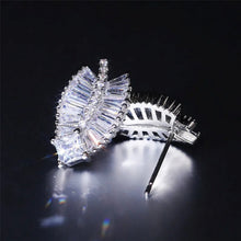 Load image into Gallery viewer, Women’s Plant Leaves Shaped Stud Earrings Cubic Zirconia Crystal Wedding Party, Girl's Fashion Jewelry