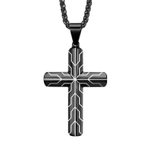 Load image into Gallery viewer, Cross Stainless Steel Tire Pattern Necklace Hip Hop Men's Trendy Pendant Accessories