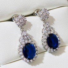 Load image into Gallery viewer, Women’s Oval Shaped Full Cubic Zirconia Dangle Earrings Cubic Zirconia Bling Crystal Wedding Party Jewelry, Fashion Jewellery, Pendant Earrings