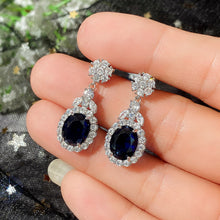 Load image into Gallery viewer, Women’s Oval Shaped Full Cubic Zirconia Dangle Earrings Cubic Zirconia Bling Crystal Wedding Party Jewelry, Fashion Jewellery, Pendant Earrings