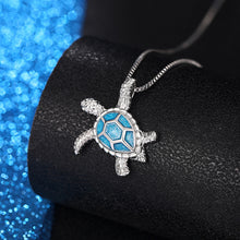 Load image into Gallery viewer, Turtle Shaped Design Blue Enamel Charm Jewelry Box Chain, Fashion Jewelry