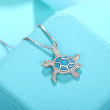 Load image into Gallery viewer, Turtle Shaped Design Blue Enamel Charm Jewelry Box Chain, Fashion Jewelry