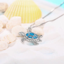 Load image into Gallery viewer, Turtle Shaped Design Blue Enamel Charm Jewelry Box Chain, Fashion Jewelry