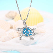 Load image into Gallery viewer, Turtle Shaped Design Blue Enamel Charm Jewelry Box Chain, Fashion Jewelry