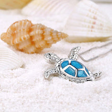 Load image into Gallery viewer, Turtle Shaped Design Blue Enamel Charm Jewelry Box Chain, Fashion Jewelry
