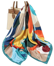 Load image into Gallery viewer, Scarf Shack Women’s Silk Feel Square Hair Neck Scarf Sleeping Headscarf, Multicolour Egg Flowers Print Fashion Bandana
