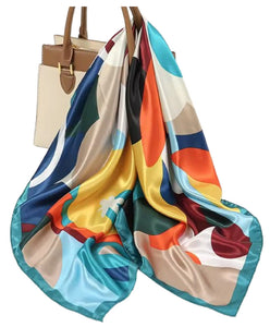 Scarf Shack Women’s Silk Feel Square Hair Neck Scarf Sleeping Headscarf, Multicolour Egg Flowers Print Fashion Bandana