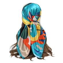 Load image into Gallery viewer, Scarf Shack Women’s Silk Feel Square Hair Neck Scarf Sleeping Headscarf, Multicolour Egg Flowers Print Fashion Bandana