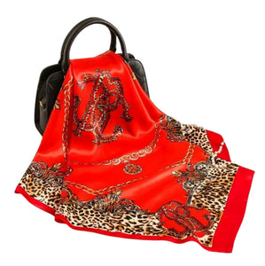 Women’s Silk Feel Square Hair Scarf Sleeping Headscarf, Multicolor Designer Print Bandana