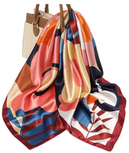 Load image into Gallery viewer, Scarf Shack Women’s Silk Feel Square Hair Neck Scarf Sleeping Headscarf, Multicolour Egg Flowers Print Fashion Bandana