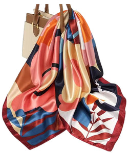 Scarf Shack Women’s Silk Feel Square Hair Neck Scarf Sleeping Headscarf, Multicolour Egg Flowers Print Fashion Bandana