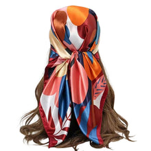 Load image into Gallery viewer, Scarf Shack Women’s Silk Feel Square Hair Neck Scarf Sleeping Headscarf, Multicolour Egg Flowers Print Fashion Bandana