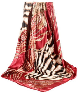 Scarf Shack Women’s Silk Feel Square Hair Neck Scarf Sleeping Headscarf, Striped Leopard Animal Print Fashion Bandana