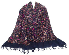 Load image into Gallery viewer, Scarf Shack Women’s Pakistani Aari Work Embroidered Shawl – Floral Jaal Design, Pashmina Feel Lightweight Warm Scarf Wrap Stole Head Scarves